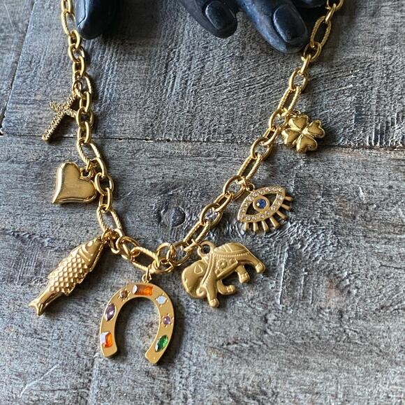 Free People Jewelry - NEW Gold Lucky Charm Layering Necklace